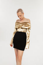 Load image into Gallery viewer, off shoulder gold dress