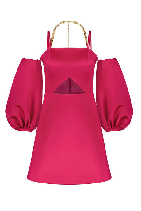 puff-sleeve cocktail dress