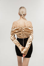 Load image into Gallery viewer, off shoulder gold dress