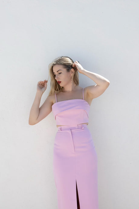 Pink Asymmetric Crop Top
